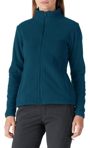 Outdoor Ventures Damen-Fleecejacke, leicht, warm, durchgehender Reißverschluss, weiche Oberbekleidung, Laufjacke mit 4 großen Taschen, blau (petrol blue), M