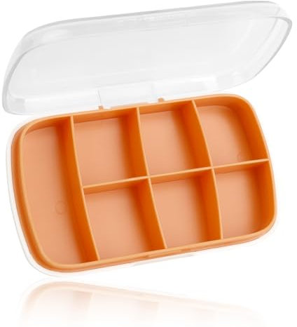 Pillendose Klein,Pillendose 7 Tage,Pillendose Klein Unterwegs,Pillendose,Tablettendose,Tabletten Organizer,Supplement Box,Tabletten Box,Pillendose Groß,Tablettenbox Orange Separaten Fächern Vitamine
