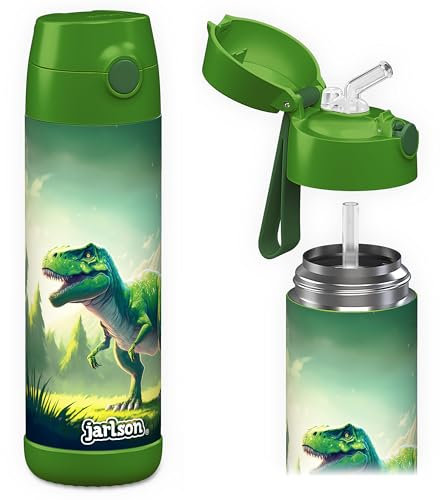 Jarlson Charli Kinder-Wasserflasche mit Strohhalm, isolierte Edelstahl-Wasserflasche, Thermosflasche, Mädchen/Jungen