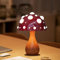 Pilz Lampe LED Rot Pilzlampe, 3-Farbige Dimmbare Pilz Nachttischlampe, Mushroom Tischleuchte Deko Nachtlicht mit Kabel für Wohnzimmer Schlafzimmer, Glühbirne Inklusive