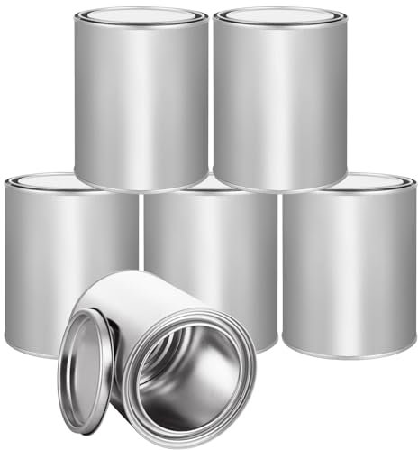 GBACHOOSE Lot de 6 boîtes de peinture en métal avec couvercle, 1 litre vides non doublées, pour loisirs créatifs, projets de bricolage, peinture, garage