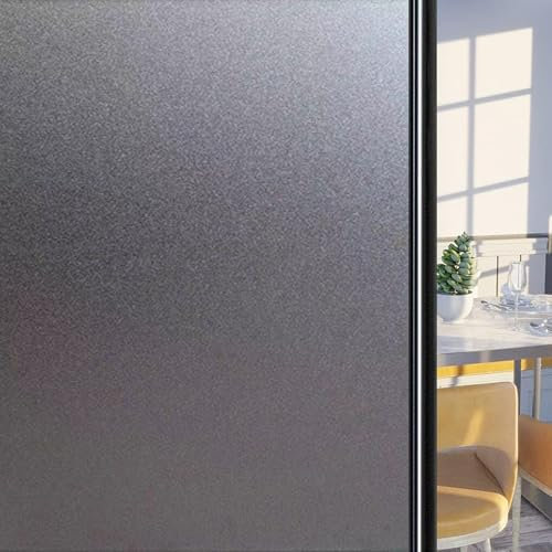 Pantalla de Privacidad 50 x 500 cm Anti Calor y UV Anti Sol Laminas para Ventanas Aislantes Anti-UV Pegatinas Decorativas Ventana para Privacidad del Bano, Negro Mate