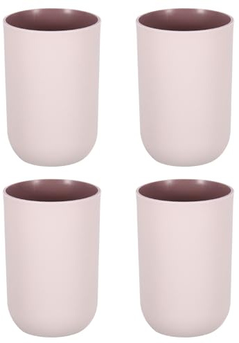 QUARKZMAN 4 Vasos de Plástico para Beber, Doble Color Irrompibles Reutilizables Vaso de Enjuague Bucal Portacepillos de Dientes, Rosa