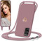 Eherui handyband für Samsung Galaxy S20 FE Hülle mit Band,Design Gold Herz,Dünn Stoßfeste SchutzHülle,mit Abnehmbar Kordel zum Umhängen Liquid Silikon Case Handyhülle für Samsung S20 FE 5G/4G,Rosa