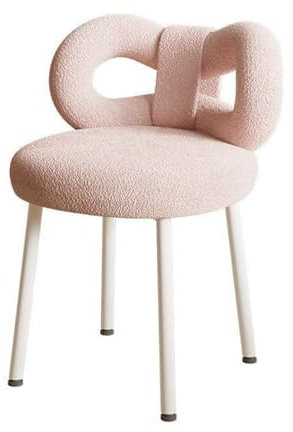 cadciehe Tabouret de coiffeuse avec dossier en nœud - Chaise de bureau avec dossier pour femmes et filles - Chaise de maquillage - Pieds réglables - Chaise de coiffeuse sans accoudoirs - Siège de