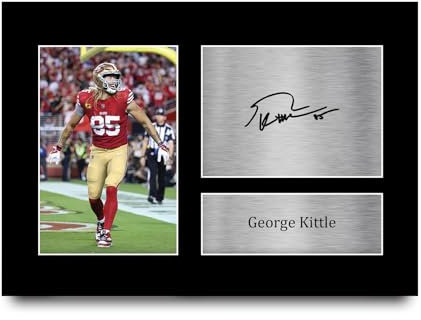 HWC Trading George Kittle San Francisco 49ers Geschenke Gedrucktes Signiertes Autogramm Foto für Fans von NFL American Footbal Memorabilien - A4