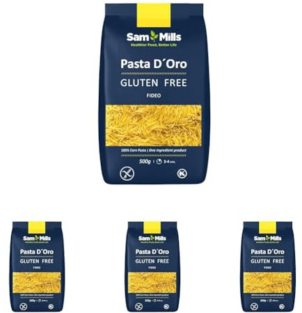 Sam Mills - Fideos Sin Gluten - 1 paquete de 2000 g - 100% Harina de Maíz - Fabricado en Instalaciones Sin Gluten - Mejora el Tránsito Intestinal - Ideal para Dietas Veganas