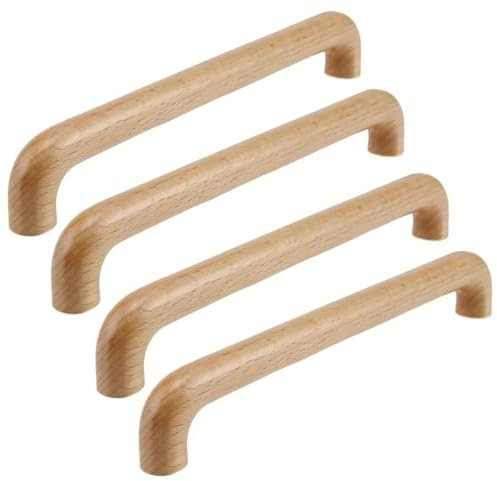 PLLJIAXUAMCLNL 4 Stück Buche Holz Schublade Zieht, Arch Holz Schrank Griffe Hardware Möbel Kommode Garderobe Griffe Züge mit Schrauben (Hole Distance 160mm)