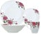 Reldor 16-Piece Square Porcelain Dinner Set for 4– 4 Dinner Plates and Bowls Set with 4 Side Plates & Mugs, Microwave/Dishwasher Safe, Highly Resistant Dinnerware, Kitchen & Dining-Pink Floral Design