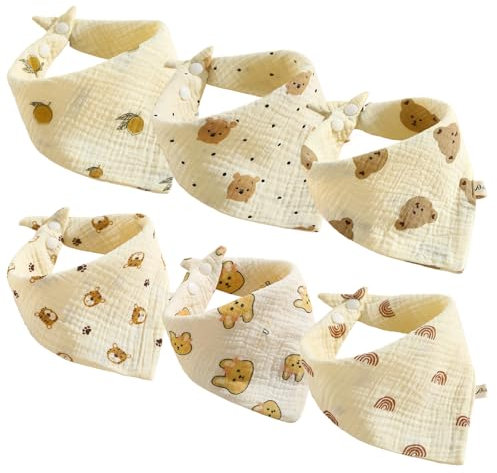 SNONESIY 6 Pcs Baby Halstuch Dreieckstuch Kinder Sabberlätzchen Babylätzchen SpuckläTzchen Unisex Gelb