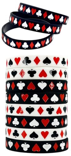 Begchy Pokerkarten Silikon Armband Handgelenk Poker Armband Las Vegas Casino Poker Thema Geburtstag Dekoration Geschenk