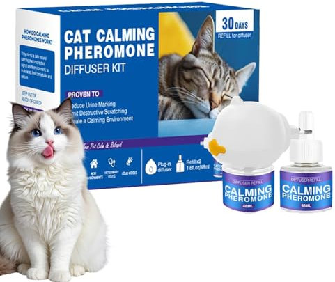 Lunaobrik Katzenpheromone beruhigen Diffusor Nachfüll, Katzenpheromondiffusor,Entspannungsdiffusor - 60-Versorgungsstecker in der Cat-Beruhigungs-Pheromon-Nachfüllung reduziert die Spannung für Neue