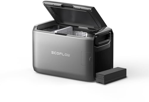 EF ECOFLOW 45L Portable Fridge Freezer, Dual-Zone Car Cooler with 298Wh Battery, App Control, 39H Off-Grid Cooling, AC/Solar/Car Powered, for Camping, Road Trips, Fishing, Off-Grid Use