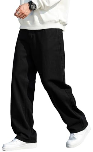 Zewool Pantalones vaqueros holgados para hombre de corte ancho Y2K con pierna recta hip-hop Streetwear