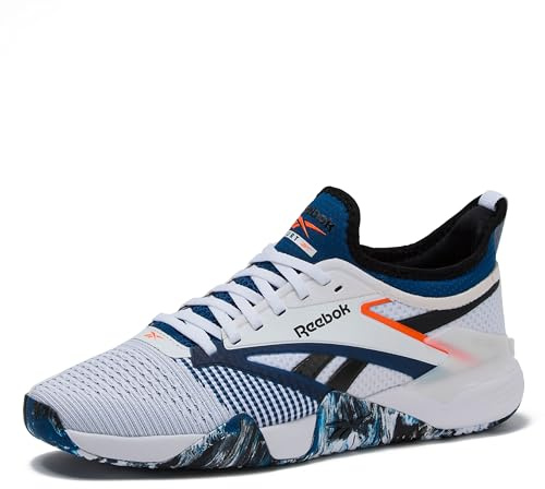 Reebok Men's Nano Court Sport Pickleball or Tennis Shoes for Men, Footwear White Black Athletic Blue, 8 UK