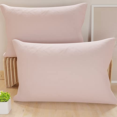 PETTI Artigiani Italiani - Coppia di Federe Cuscino 60x40 cm in Microfibra, Cuscini Arredo Camera da Letto, Divano, Set 2 Fodere Copricuscino, Federa Tinta Unita Rosa, 100% Made in Italy