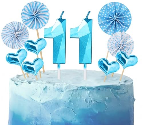 Geburtstagskerzen Zahlen 11 Blau,3D Kerzen Geburtstag für Torten und Kuchendeko,Geburtstag Kerzen Zahlen Kinder,11 Geburtstags Deko Junge für Geburtstagsfeier,Hochzeiten,Jubiläen