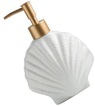 Weiße Keramik Lotionflasche 420ml mit Pumpkopf, Weihnachten Geschenkideen | Keramik, Glatte Oberfläche und Schlichtes Design, zum Nachfüllen für Shampoo und Handcreme im Schulwaschraum