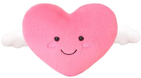 Xfrog Valentinstag Rosa Herz Plüschtier, Süße Herzkissen mit Flügeln, Weiches Kuscheltier in Herzform für Mädchen Jungen, Romantisches Jubiläumsgeschenk für Sie Freundin