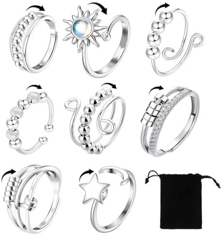JYNXOR 8 Stück Offener Spinner Fidget Ringe, Verstellbare