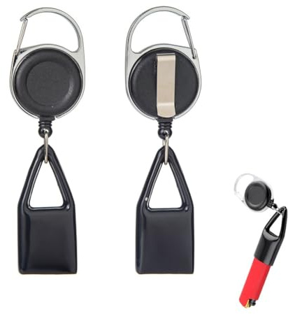 IBXWMNG 2 Stück Feuerzeug Halter Mit Schnur- Einziehbarer Lighter Leash Mit Clipper Halter und Haken, Anti-Verlust-Feuerzeug-Clip (Schwarz)