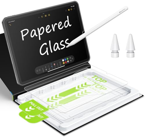 Esanik Feel Like Paper für Panzerglas für iPad Mini 7/ Mini 6 8,3 Zoll (A17 Pro 2024/2021), 2-in-1 Schreibfolie & 9H Schutz, Papiereffekt inkl. 2 Spitzen für Apple Pencil (2+2 Stück)