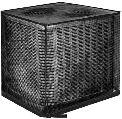 Whychstore Mesh Central Air Conditioner Cover, Rubber Leaf-Proof Full Protection Design for Outdoor Units, Black 61x61x76cm