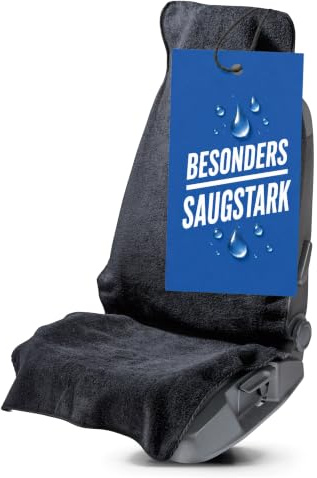 Walser Auto Sitzauflage Vordersitz aus Frottee, waschbarer Sitzaufleger, Sitzschoner Auto, Universal Auto-Sitzauflage, Autositz-Überwurf, Schonbezug Autositz vorne 1 Stück schwarz
