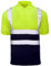 MyShoeStore Hi Viz Vis High Visibility Polo Shirt Reflective Tape Safety Security Work Button T-Shirt Breathable Lightweight Double Tape Workwear Top (Yellow/Navy Short Sleeve, 3XL)