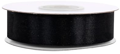 Satinband 18mm x 25m Rolle - FARBAUSWAHL in 3/6/12/18/25/38/50/75/100mm - farbecht & waschbar - Schleifenband für Hochzeit - Geschenkband zum Verpacken Dekorieren Basteln - Schwarz 030