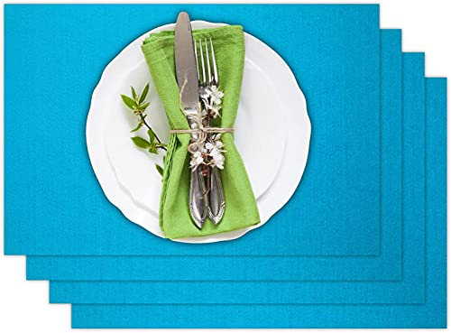 Casoro 4er Platzset aus waschbarem Filz, Platzmatten je 30x44cm in kräftigem Petrol Blau, edles Tischset perfekt zu jeder Einrichtung