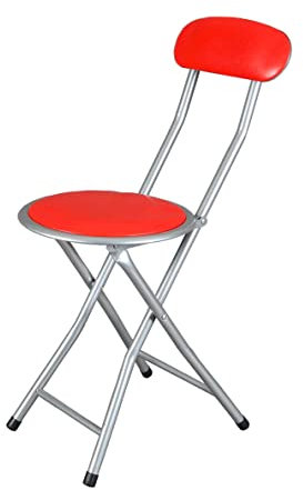 THE SECRET HOME - Taburete Plegables de Cocina - Alto. 74 cm x Diámetro. Ø30 cm - Asiento Auxiliar para el Hogar (1, Rojo)