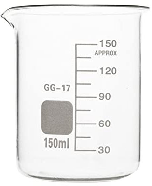 DADAKEWIN 150ml Glass Beaker with Clear Scale Mark Borosilicate Glass Heat Resistant Thickened Glass Low Form Lab Measuring Cup- Pack of 6 (Color : Clear, Size : 150ml)