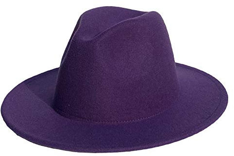 VPbao Klassische 1920er Gangster Trilby Filzhut im Fedora-Stil – Unisex Damen Herren breite Krempe Panama Jazz Hüte Gr. M, Pure Farbe violett.