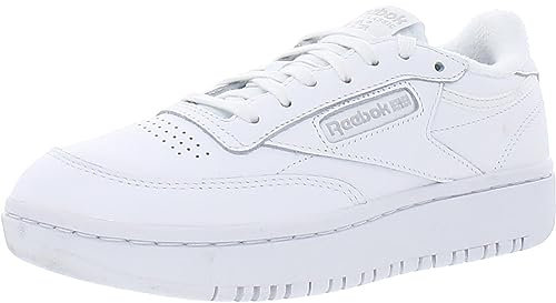 Reebok Damen Club C Double Sneaker, Core White/Light Grey Logo, 38 EU