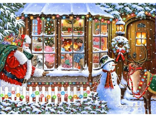 The House of Puzzles - No.16 - With Love From Santa Jigsaw - 500 Piece Jigsaws For Adults, Artist Illustrated, Scenic Landscape, Deluxe Puzzle Gifts
