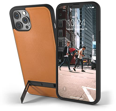 Snakehive Metro Leather Case for Apple iPhone 12/12 Pro || Real Leather Phone Case with Stand || Genuine Leather & MagSafe Compatible Leather Cover with Kickstand (Tan)