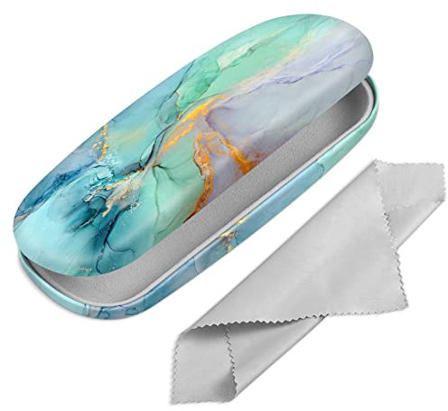FINTIE Custodia Occhiali Rigida, Portatile Porta Occhiali da vista, Portaocchiali con Panno Pulizia Occhiali per Donna Uomo