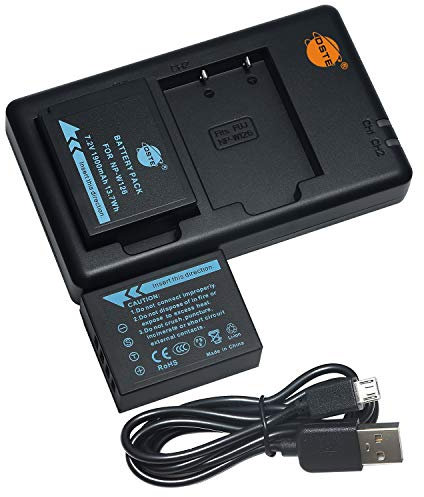 DSTE 7.2 1900mAh NP-W126S Lithium Battery Pack(2 Packs) and Dual Charger Compatible with FUJI NP-W126 and FUJI HS33 EXR,HS50 EXR,HS50EXR,X-A1,X-E1,X-M1,X-Pro1,X100V,X-T50