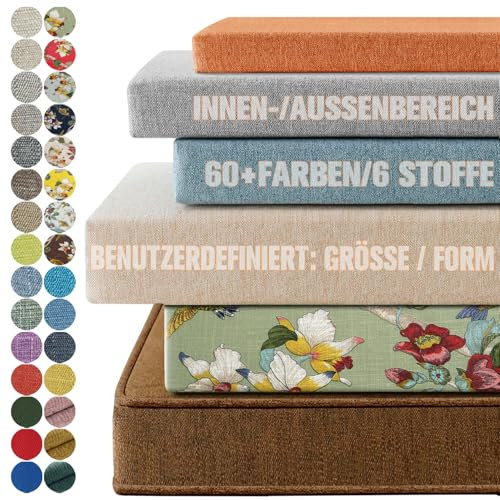 PHUSTJKL Benutzerdefinierte Bankauflage, Drinnen Sitzkissen Bank, Waschbar Abnehmbarem rutschfeste Bankkissen, Bankpolster für Outdoor, Gartenbank, Terrasse, Fensterbank (8cm Dicke)