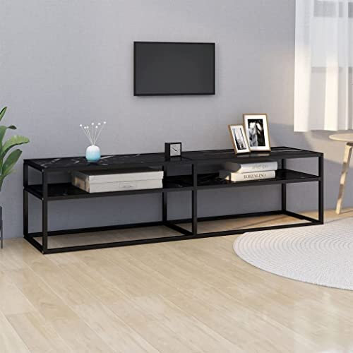 - Centri di intrattenimento e supporti TV-Mobile TV marmo nero 160x40x40.5 cm vetro temperato