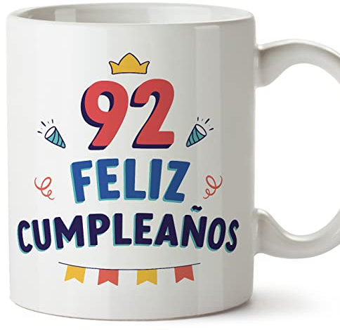 MUGFFINS Tazas 92 Cumpleaños - En Español - ¡Feliz Cumpleaños! - 11 oz / 330 ml - Regalo original y divertido