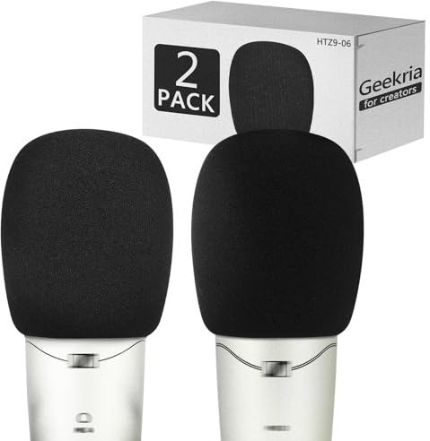 Geekria Creator Foam-Windscreen kompatibel mit Sennheiser MK 4, MK 8 Mikrofon-Anti-Pop Windschutz, Mic-Wind Cover, Schaumstoff-Filter (Schwarz / 2er-Pack)