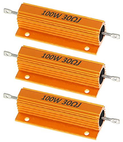 ETOPARS 3 STK 100W 30 Ohm Aluminium Gehäuse Drahtwiderstand Lastwiderstände | 5% Gewindebohrer Widerstand Chassis Montage Wirewound Goldene Gehäusewiderstand