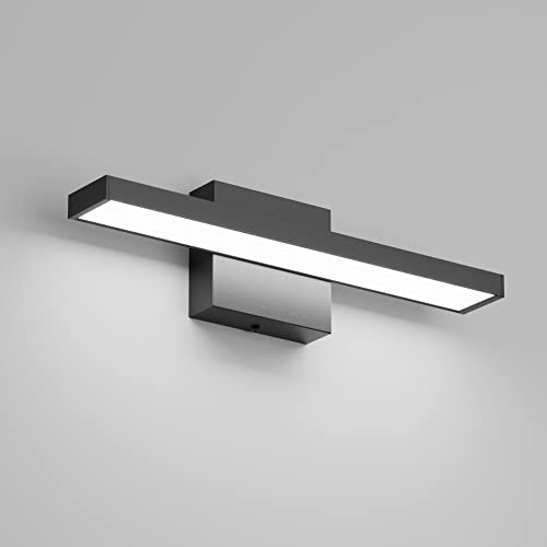 Klighten LED Spiegelleuchte Bad 40cm, 12W IP44 Badezimmer Lampe Wand, Spiegellampe für bad, Badlampe Badleuchte wand Modern, 1080LM, 6000K Kaltes Weiß, 60 LEDs, 110V-240V, Schwarz
