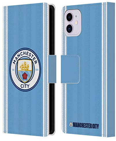 Head Case Designs Officially Licensed Manchester City Man City FC Home 2023/24 Badge Kit Leather Book Wallet Case Cover Compatible With Apple iPhone 11