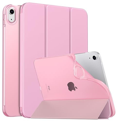 MoKo Funda para iPad (A16) 11.ª Generación 11 Pulgadas 2025/10ª Gen 10,9 2022, iPad Carcasa Delgada Protectora TPU con Soporte Cubierta Trasera Translúcida Auto Activación/Reposo, Flor Rosa