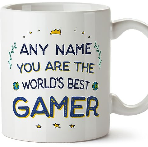 MUGFFINS Personalised Mug for Gamer - in English - World's Best - Funny Custom Gift for Colleagues - Ceramic 11oz Mug