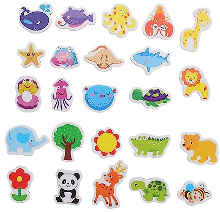 TOYANDONA 48 Pièces Aimant Frigo Animaux 3D Tableau Blanc Magnétique pour Réfrigérateur - Lion, Panda, Jouets pour Bébés, Puzzle Enfant
