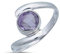 mantraroma Damenring echt Silber schlicht mit rundem Amethyst